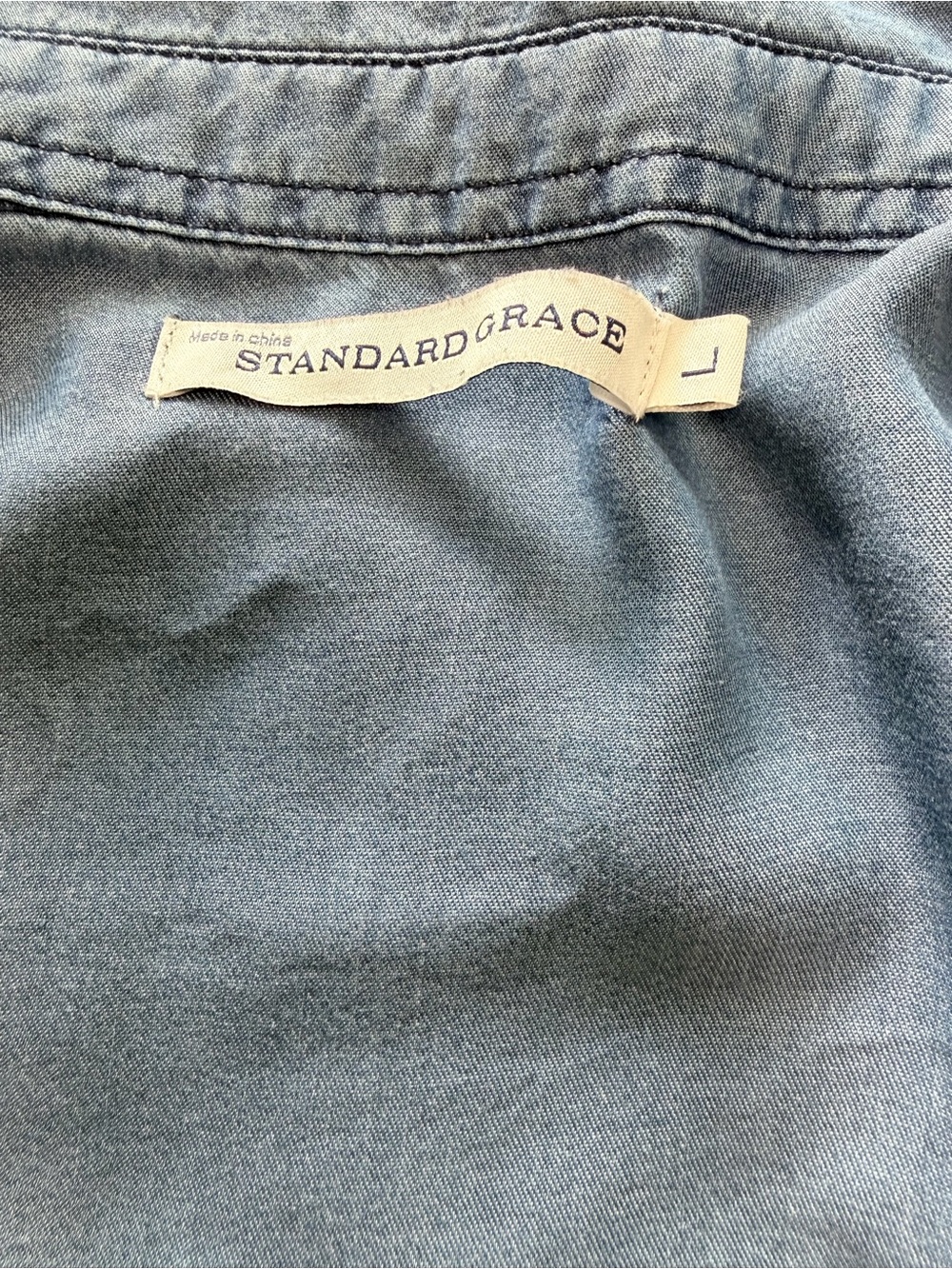 Light Chambray Button-Down Shirt Dress - Blue - Picture 5 of 11